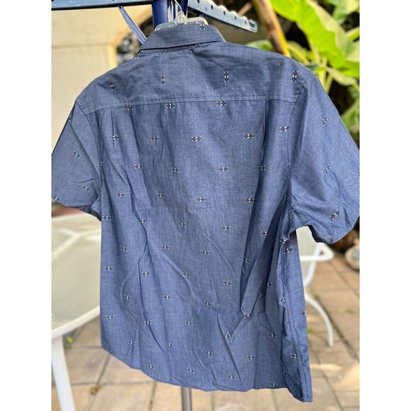 NWOT Penguin Heritage Slim Fit Slate Blu Argyle Print SS Button Down Shirt SZ L - Picture 5 of 5